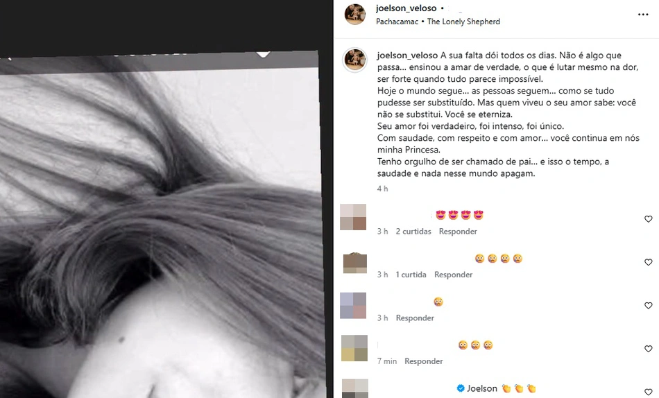 Postagem do pai de Isabel Veloso