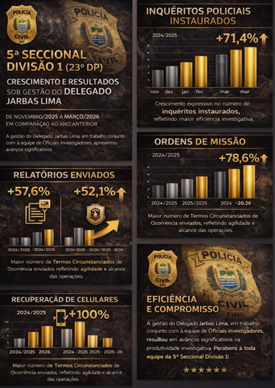 Resultados na gestão da 5 Delegacia Seccional - Divisão I