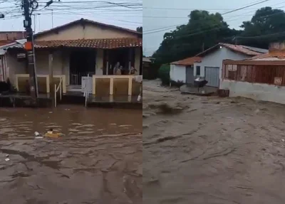 Ruas alagadas no bairro Satélite
