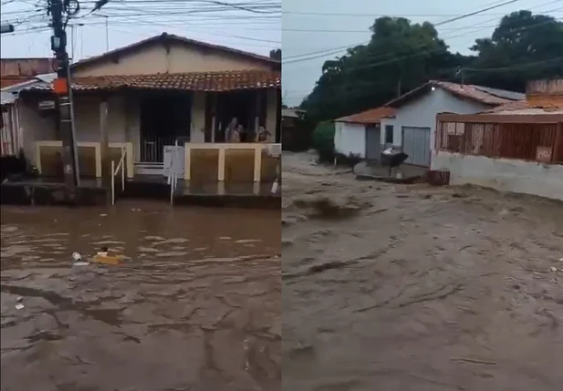 Ruas alagadas no bairro Satélite