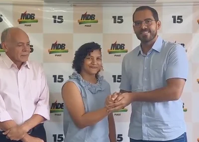 Sarah Menezes com o ex-vereador Zé Nito e o deputado Marcos Aurélio