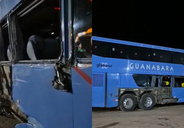 Caminhão desgovernado atinge ônibus da Guanabara na BR 343 em Capitão de Campos