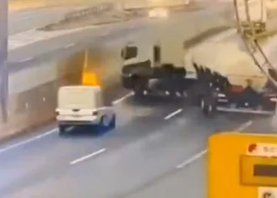 Carreta tanque perde controle e causa acidente na BR 116 no Rio Grande do Sul