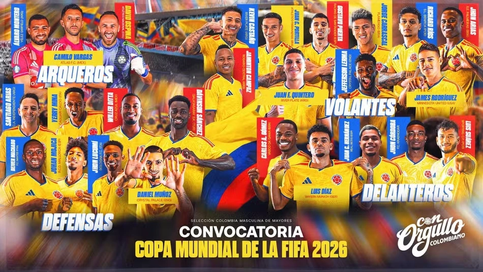 Colômbia anuncia convocados para a Copa do Mundo 2026