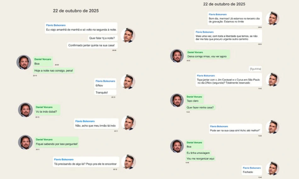 Conversas entre Flávio Bolsonaro e Daniel Vorcaro