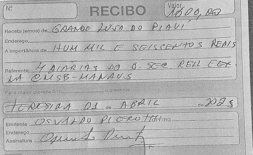 Diárias para Osvaldo Pierott