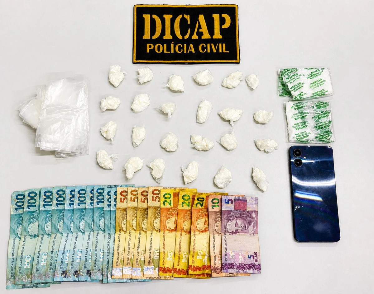 Entorpecente apreendido em poder do mototaxista