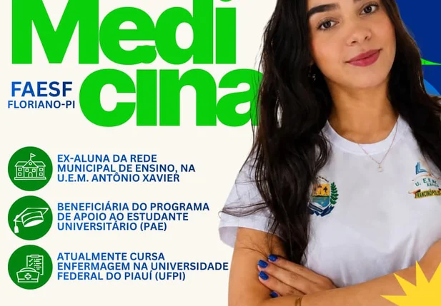 Ex-aluna da Rede Municipal de Ensino de Francinópolis é aprovada em Medicina na FAESF