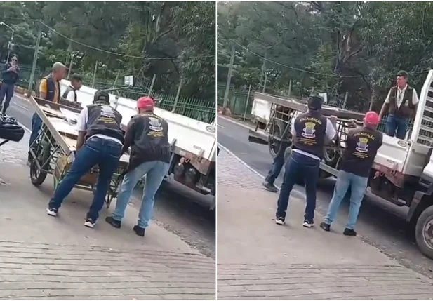 Fiscais da SDU Centro recolhem carrinho de vendedor ambulante