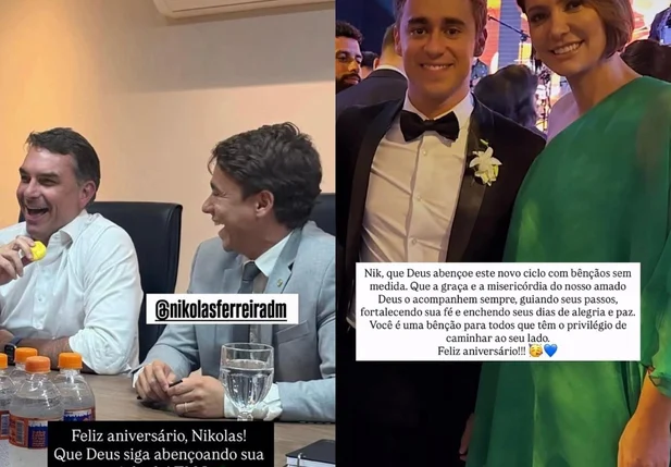 Flávio Bolsonaro e Michelle Bolsonaro parabenizam Nikolas Ferreira