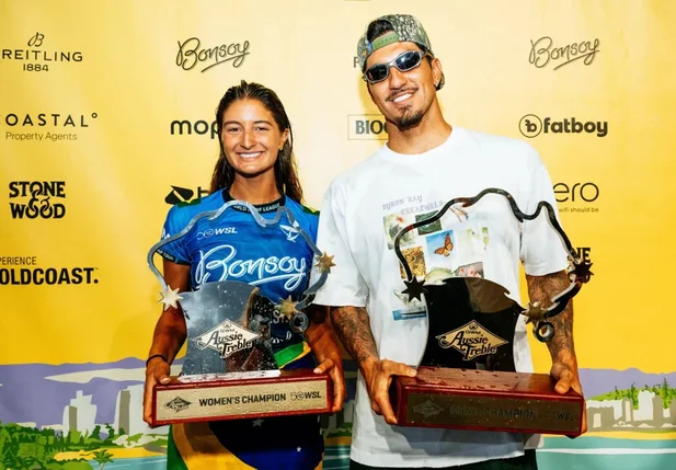 Gabriel Medina e Luana Silva conquistam Tríplice Coroa Australiana na Gold Coast
