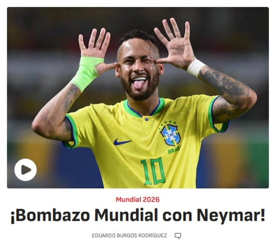 Jornal espanhol Diario AS repercute a convocação de Neymar para a Copa do Mundo