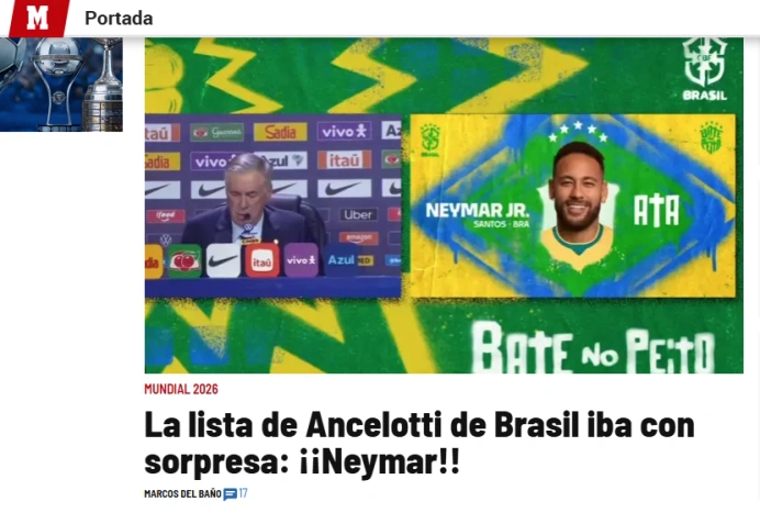 Jornal espanhol Marca repercute a convocação de Neymar para a Copa do Mundo