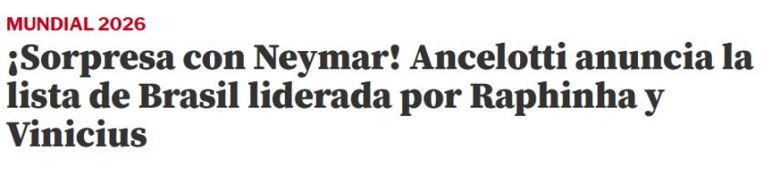 Mundo Deportivo repercute a convocação de Neymar para a Copa do Mundo