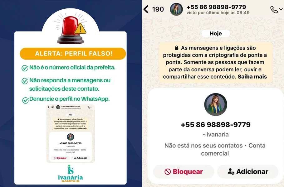 Prefeitura alerta para golpe com perfil falso usando nome da prefeita Ivanária Sampaio