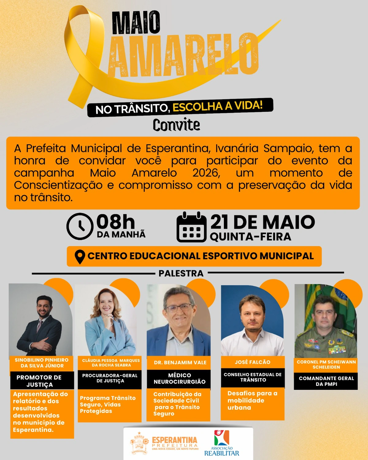 Prefeitura de Esperantina promove evento da campanha Maio Amarelo no Centro Esportivo