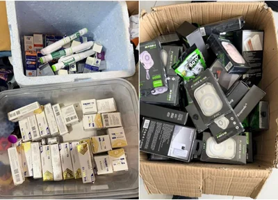 Produtos apreendidos com o alvo da operação Falso Clique