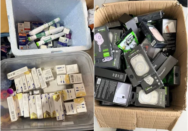 Produtos apreendidos com o alvo da operação Falso Clique