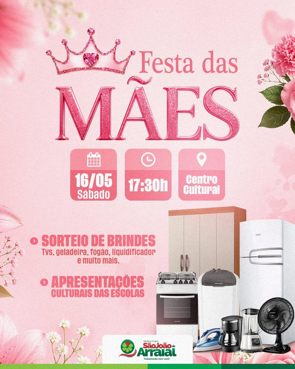 São João do Arraial celebra o Dia das Mães com grande evento neste sábado (16)