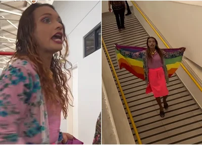 Travesti faz protesto em frente ao gabinete do vereador Petrus Evelyn