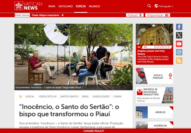 Vatican News destaca documentário piauiense sobre Dom Inocêncio