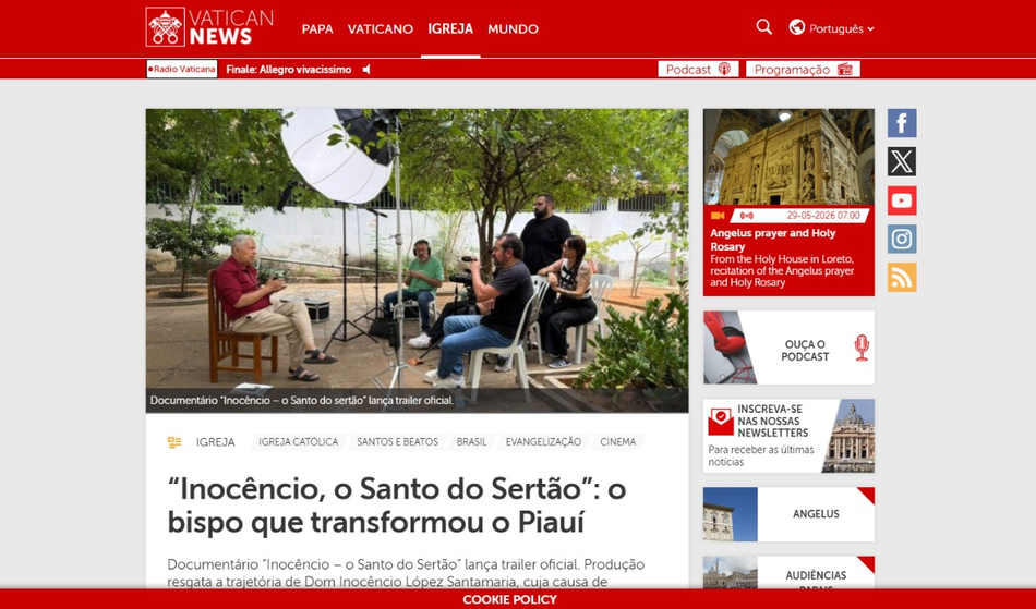 Vatican News destaca documentário piauiense sobre Dom Inocêncio
