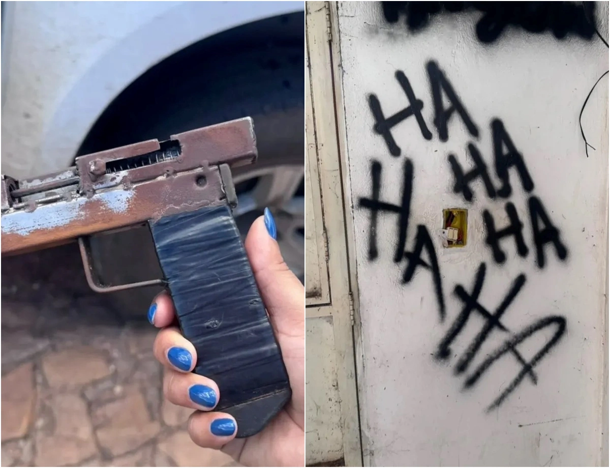 Arma caseira e pichação