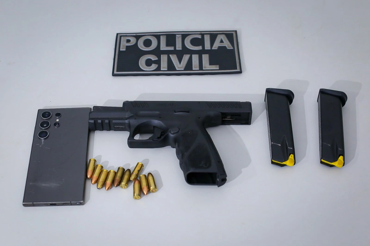 Arma de fogo utilizada pelo empresário Igor Medeiros Camarço