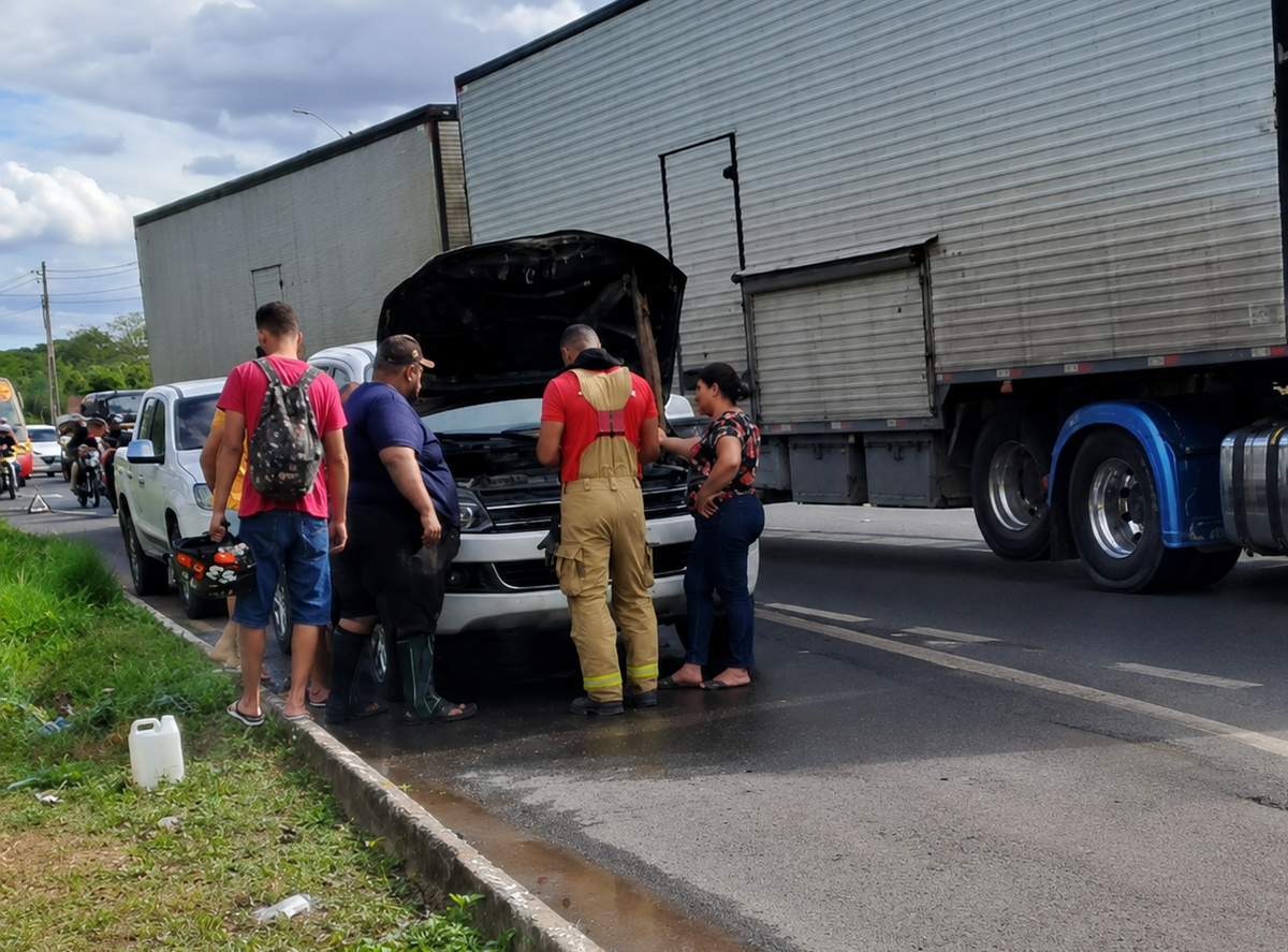 Caminhonete pegou fogo na BR 343