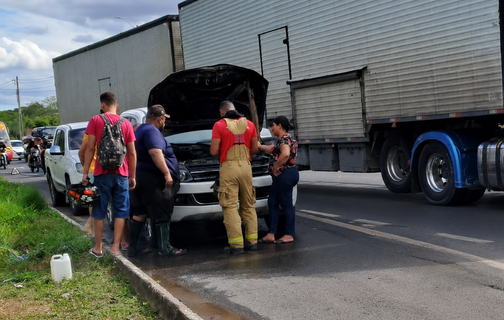 Caminhonete pegou fogo na BR 343