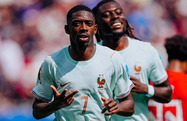 Com hat-trick de Dembélé, França goleia Noruega e confirma liderança da chave