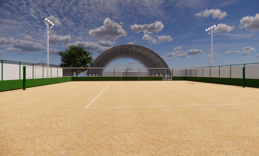 Construção de espaço esportivo em Novo Santo Antônio