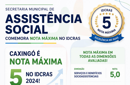CRAS de Caxingó alcança nota máxima no IDCRAS e se destaca na assistência social