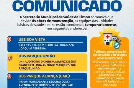 Durante esse período, os serviços dessas unidades serão realizados temporariamente em outros endereços.