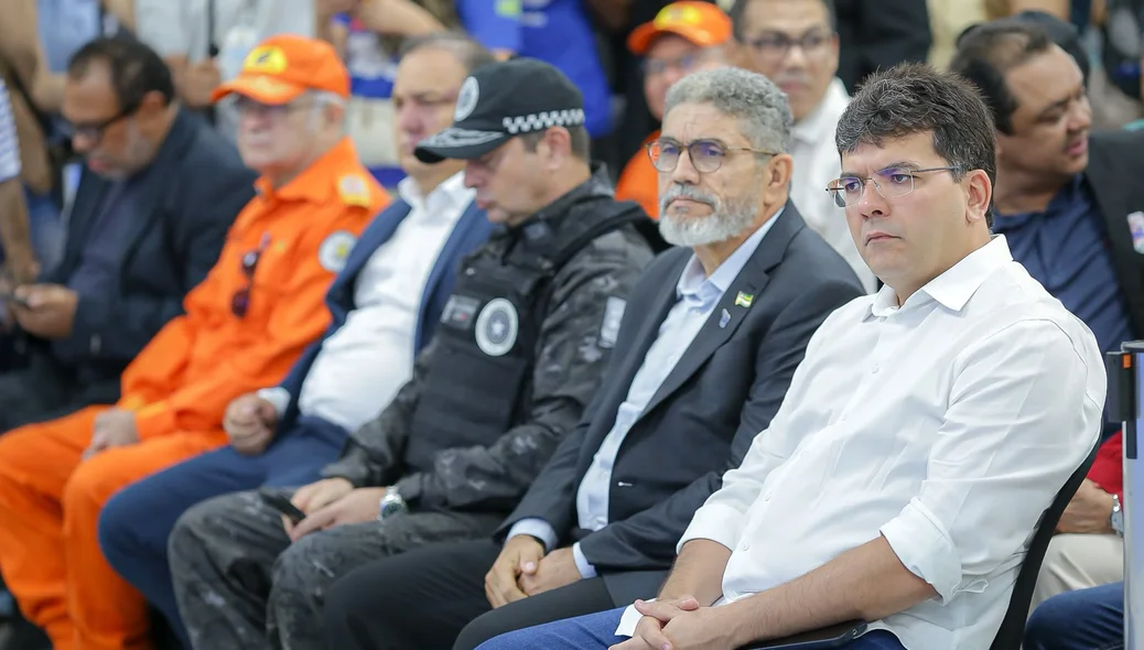 Governador Rafael Fonteles e secretário de Segurança Antônio Luiz no lançamento do app Motorista Seguro