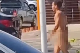 Homem é flagrado andando pelado na Avenida Frei Serafim