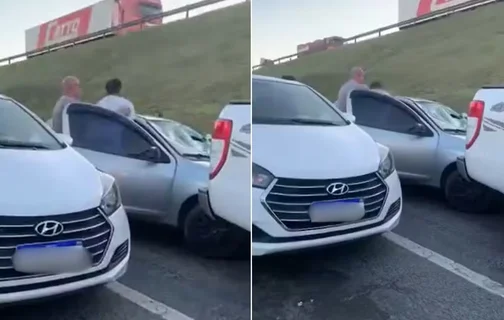 Homem persegue ex-namorada e destrói carro após flagrá-la com atual em SP