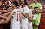 Jogadores do Marrocos comemorando gol