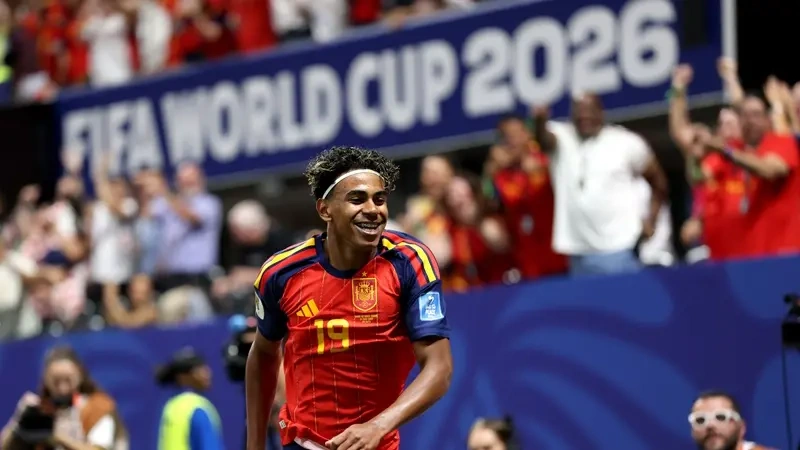 Lamine Yamal marcou seu primeiro gol em Copa do Mundo contra a Arábia Saudita.
