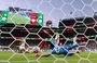 Luca Zidane durante lance de finalização da Jordânia contra a Argélia.