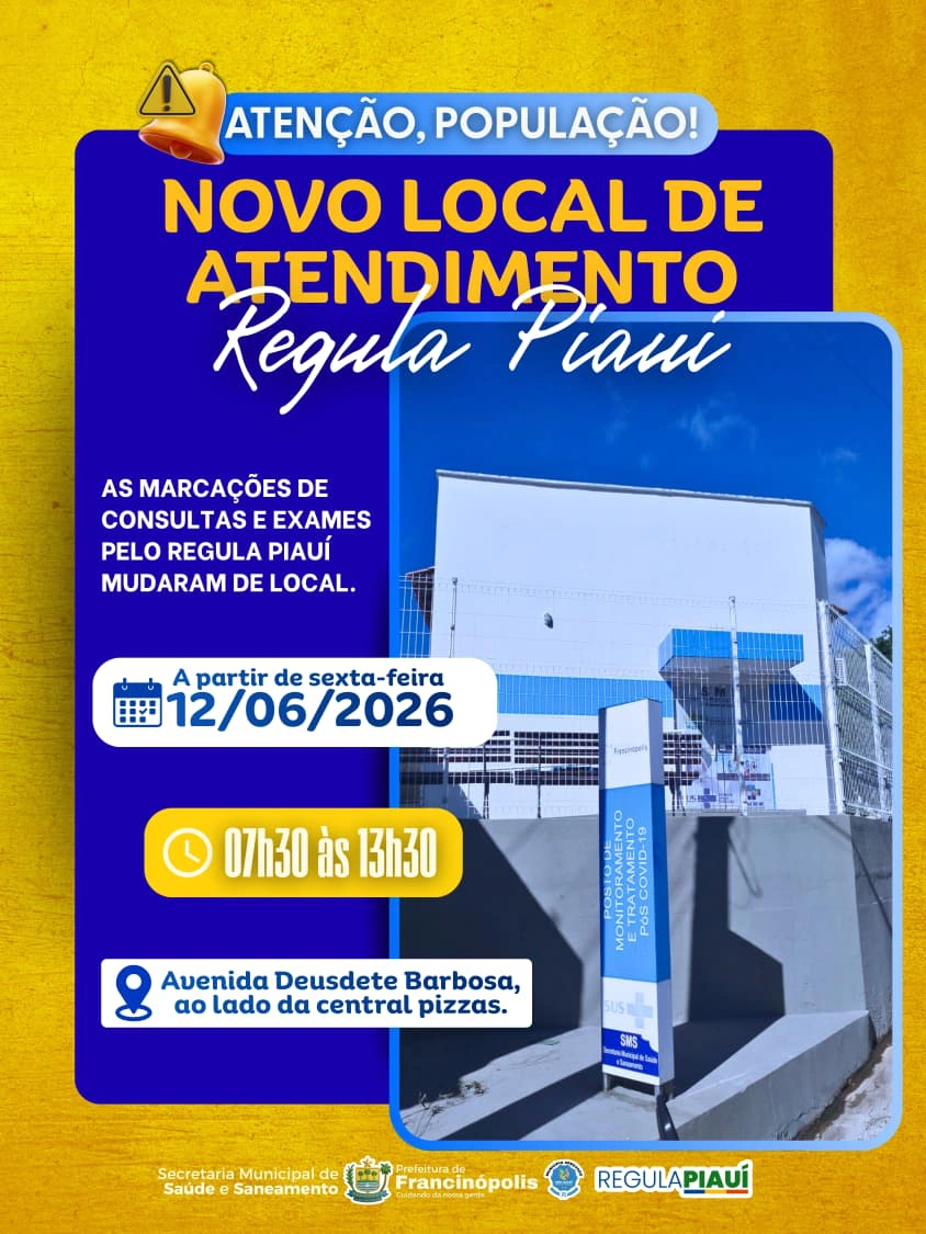 Marcação de consultas e exames pelo Regula Piauí passa a funcionar em novo endereço a partir desta sexta-feira (12)