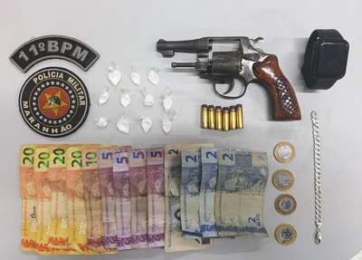 Material apreendido pela PM com suspeito em Parnarama