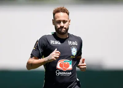 Neymar em treino da Seleção Brasileira durante a Copa do Mundo