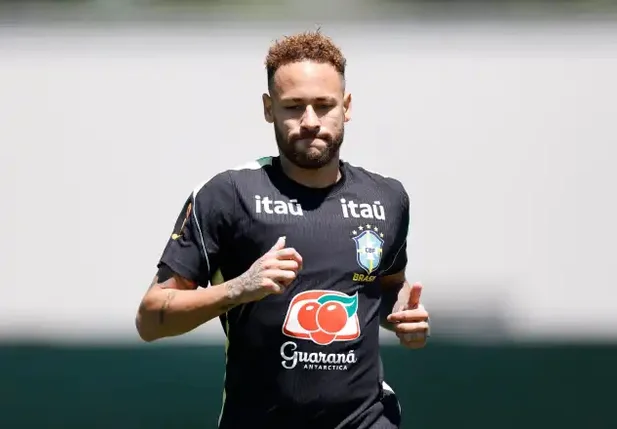 Neymar em treino da Seleção Brasileira durante a Copa do Mundo