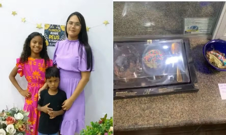 O chocolate foi enviado acompanhado de um bilhete com a mensagem: "Com amor para Mirian Lira. Feliz Páscoa!!!".