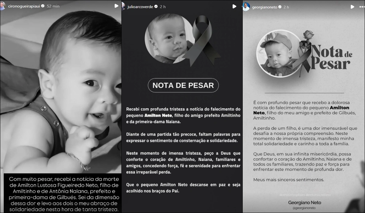 Políticos lamentaram morte do filho do prefeito Amiltinho