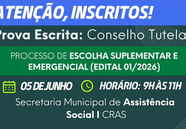 Prefeitura de Esperantina anuncia data e local da prova escrita do processo de escolha para o Conselho Tutelar