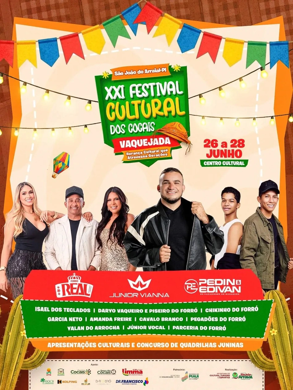 Prefeitura divulga atrações do XXI Festival Cultural dos Cocais em São João do Arraial