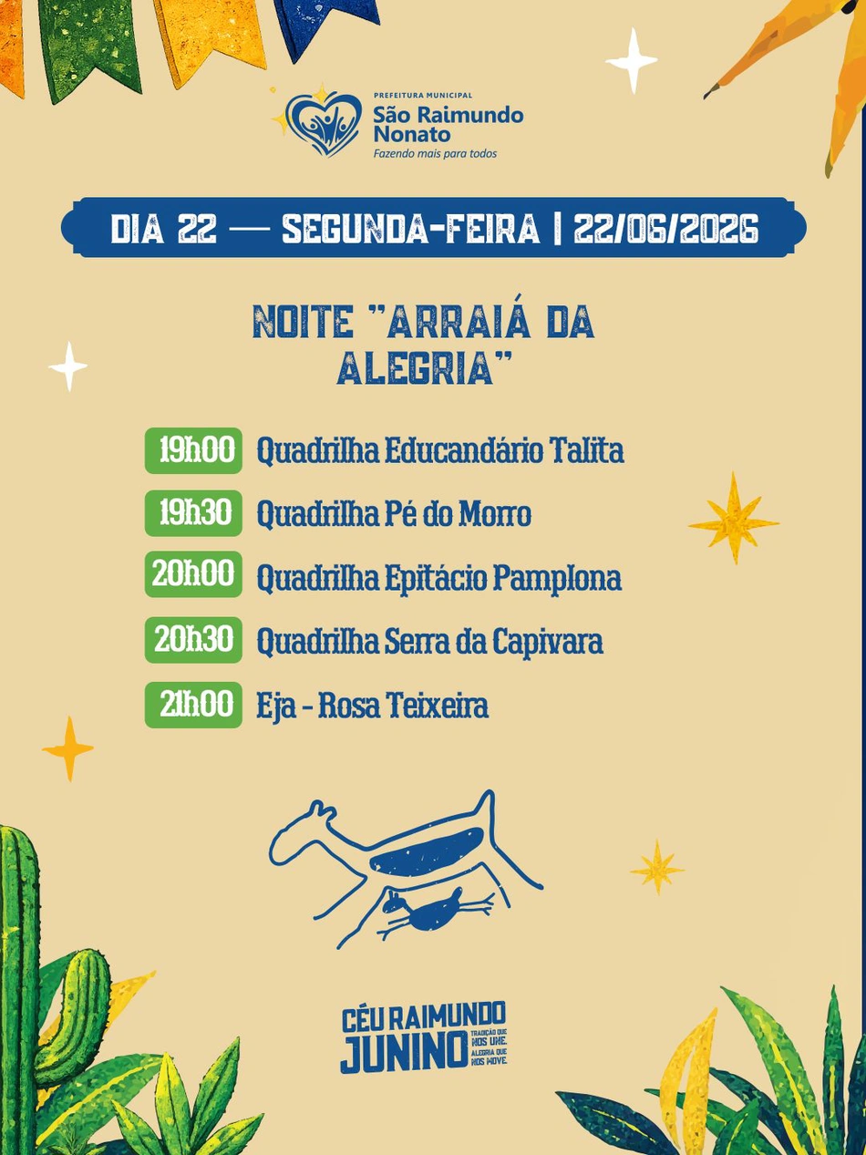 Programação do dia 22 de junho