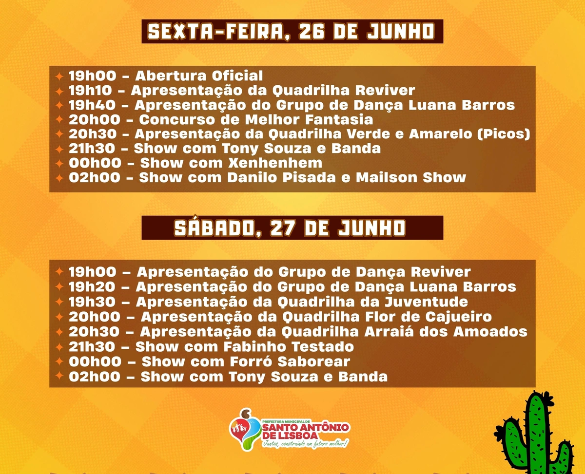 Programação São João em Santo Antônio de Lisboa